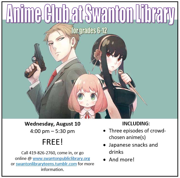 Anime Club  Swanton Public Library