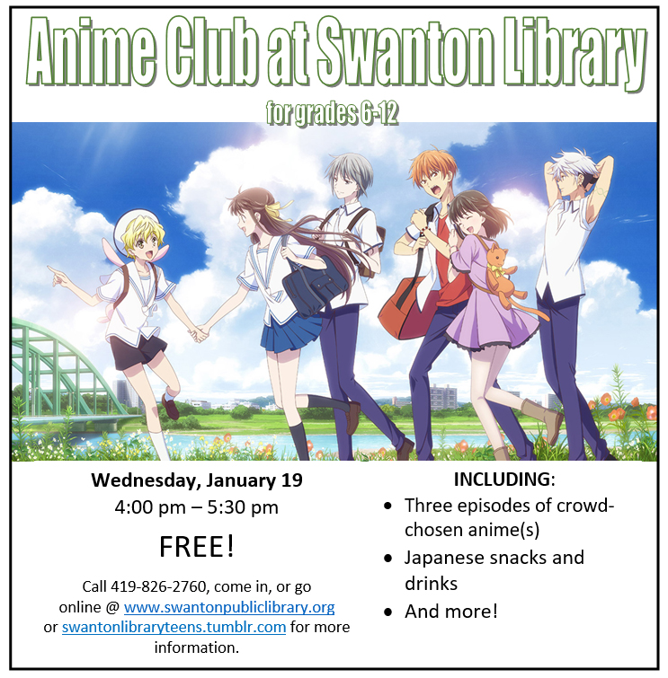 Anime Club  Swanton Public Library