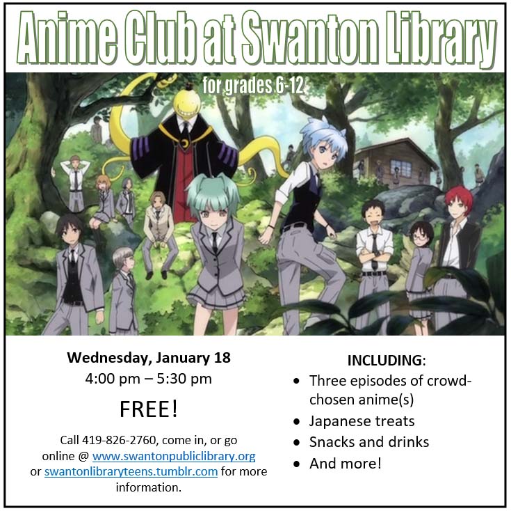 Anime Club  Swanton Public Library