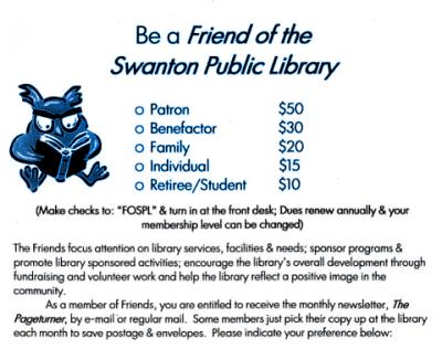 preview of the Friend of the Swanton Public Library form